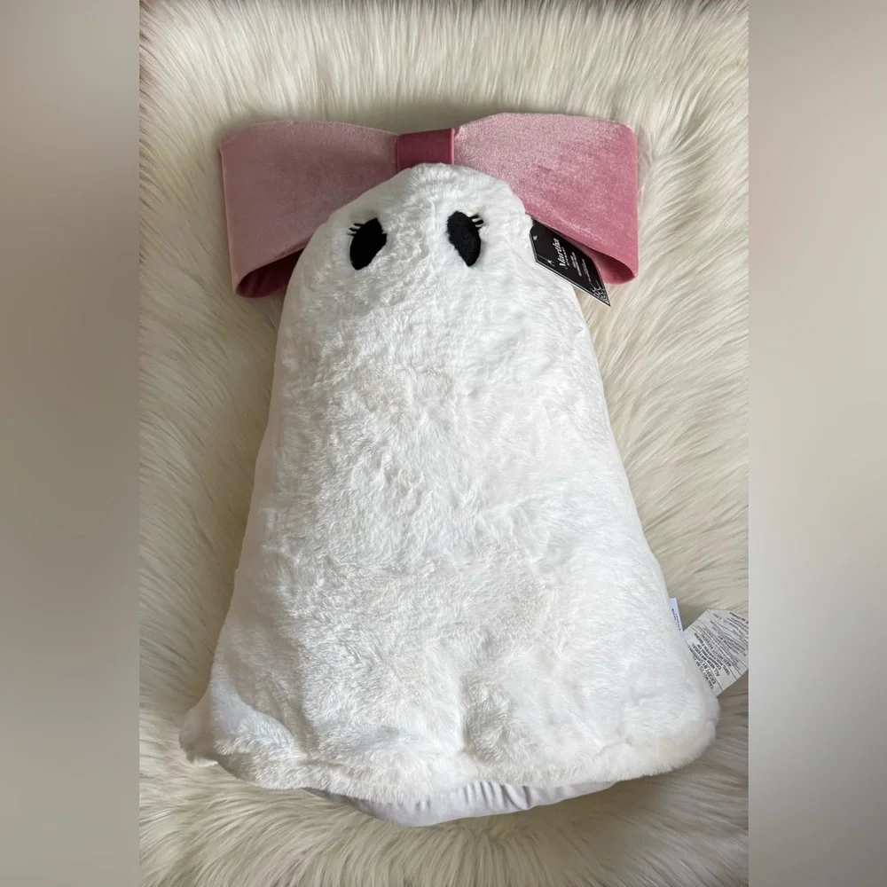 NEW Summerween/Halloween Martha Stewart ghost pillow with pink bow